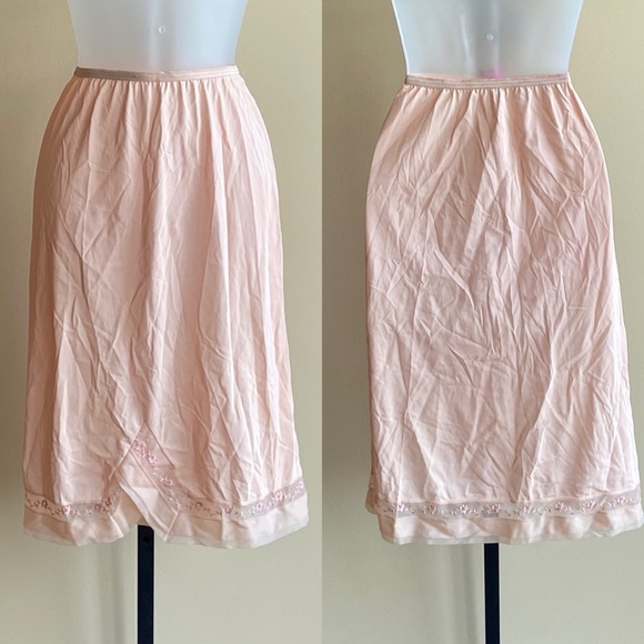 Vintage 50s Pink Half Slip Retro Pinup Cottagecore Rockabilly Marilyn Nylon - Picture 1 of 11